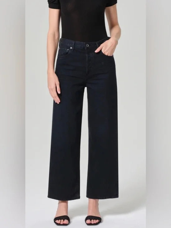 Agolde REN Wide-Leg High Rise Jeans-Dark Grey - Picture 10 of 10